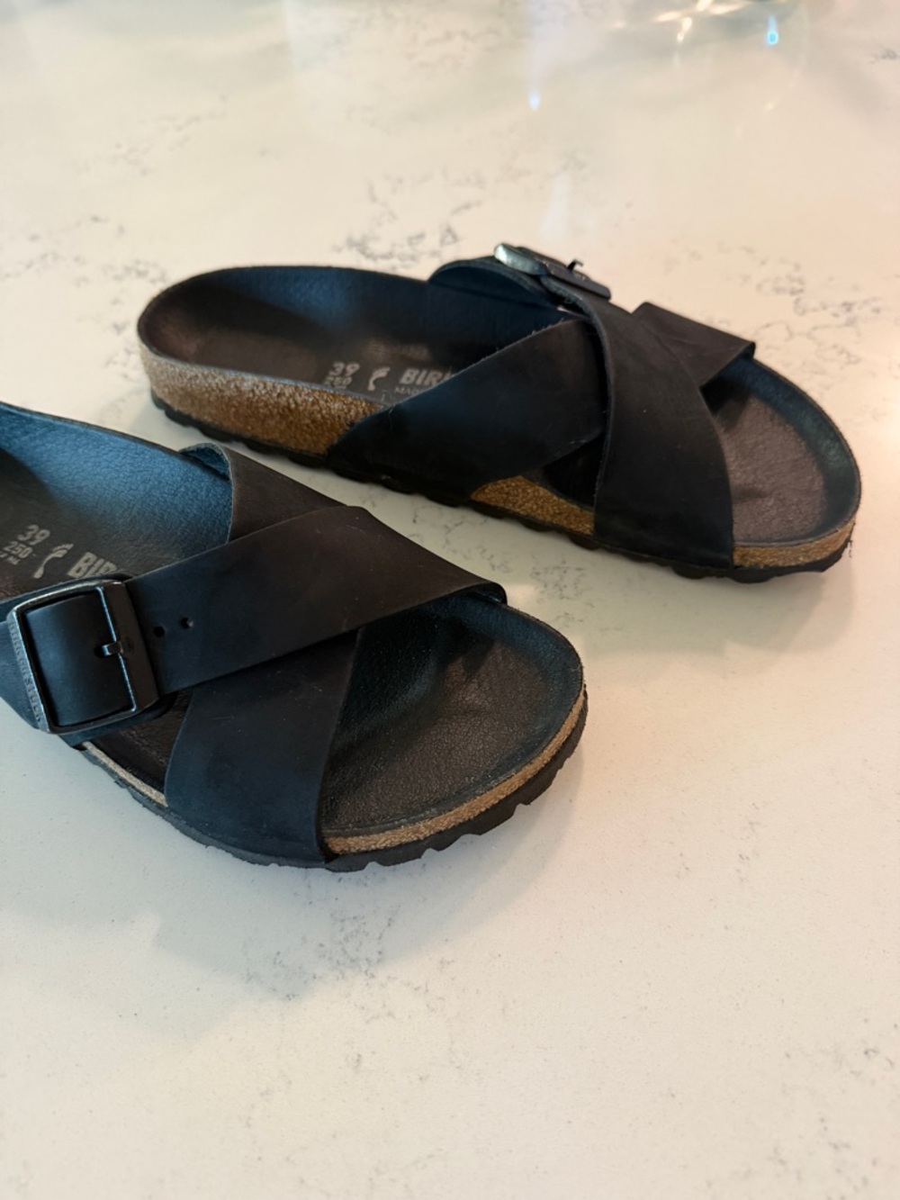 Black Crisscross Buckle Slide Sandals